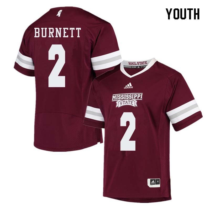 Youth #2 Logan Burnett Mississippi State Bulldogs College Football Jerseys Sale-Maroon